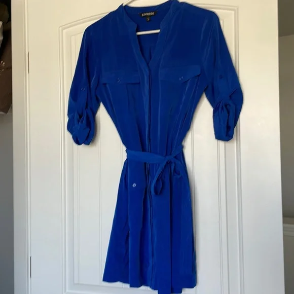 royal blue work dress Dresstells Women Midi Satin with Pockets A Line V-Neck Cocktail Dress with Sleeves polished look Express | Dresses | Royal